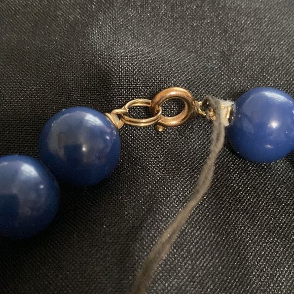 Blue and gold beaded Lucite necklace 26” - Picture 6 of 6